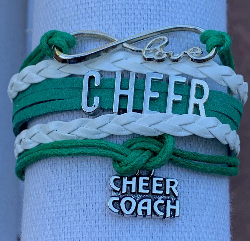 Cheer Coach Infinity Bracelet - Pick Colors & Charms