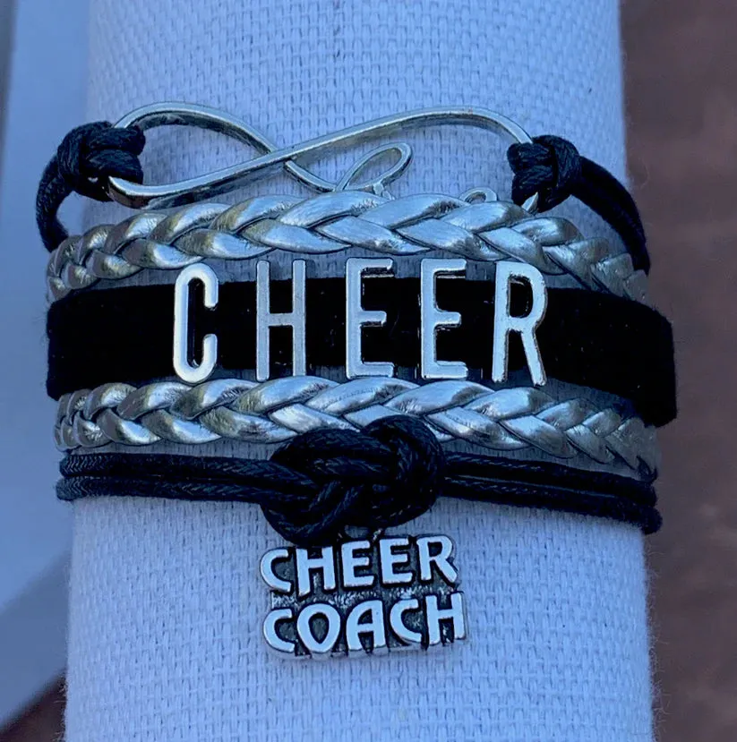 Cheer Coach Infinity Bracelet - Pick Colors & Charms