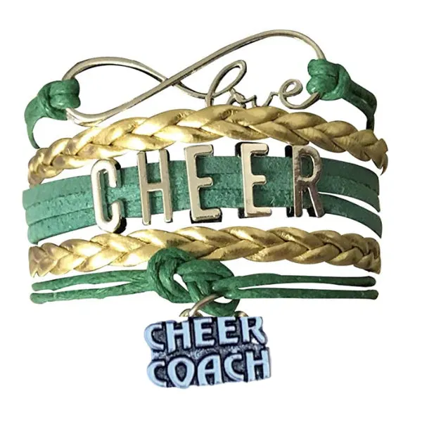 Cheer Coach Infinity Bracelet - Pick Colors & Charms