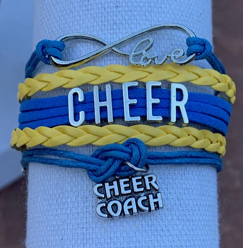 Cheer Coach Infinity Bracelet - Pick Colors & Charms