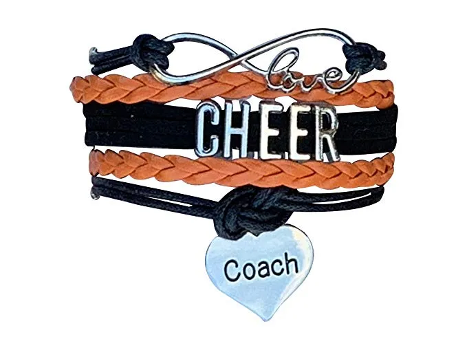 Cheer Coach Infinity Bracelet - Pick Colors & Charms