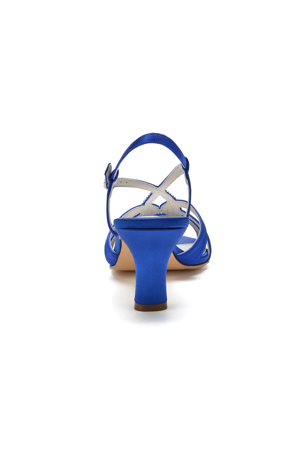 Chic Blue Silk Sandals Featuring Decorative Metal Ring