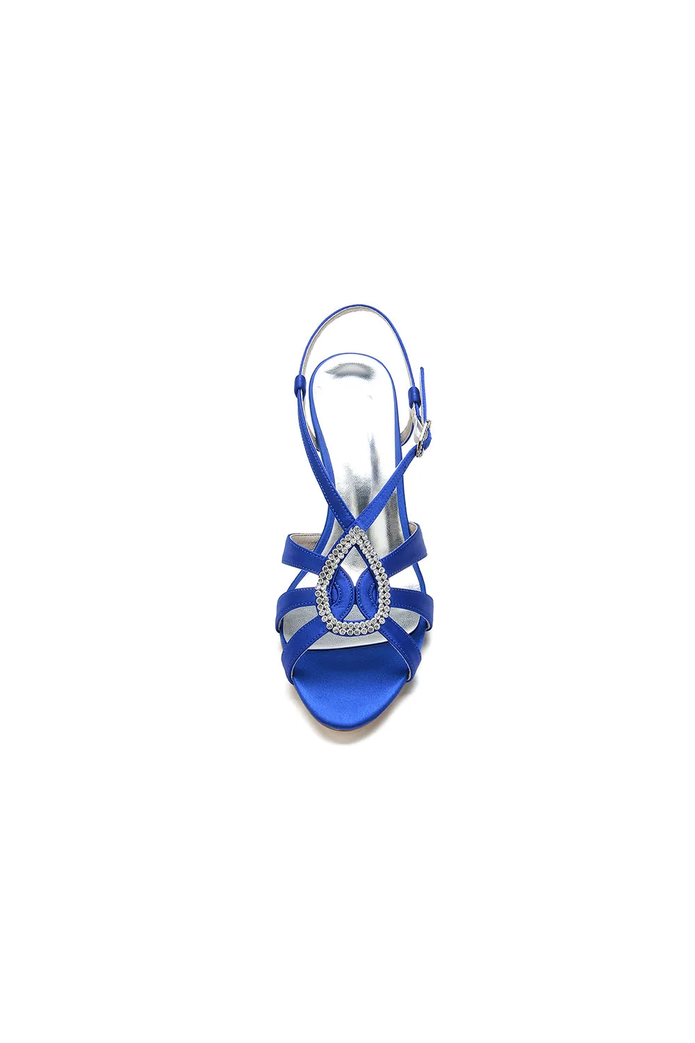 Chic Blue Silk Sandals Featuring Decorative Metal Ring