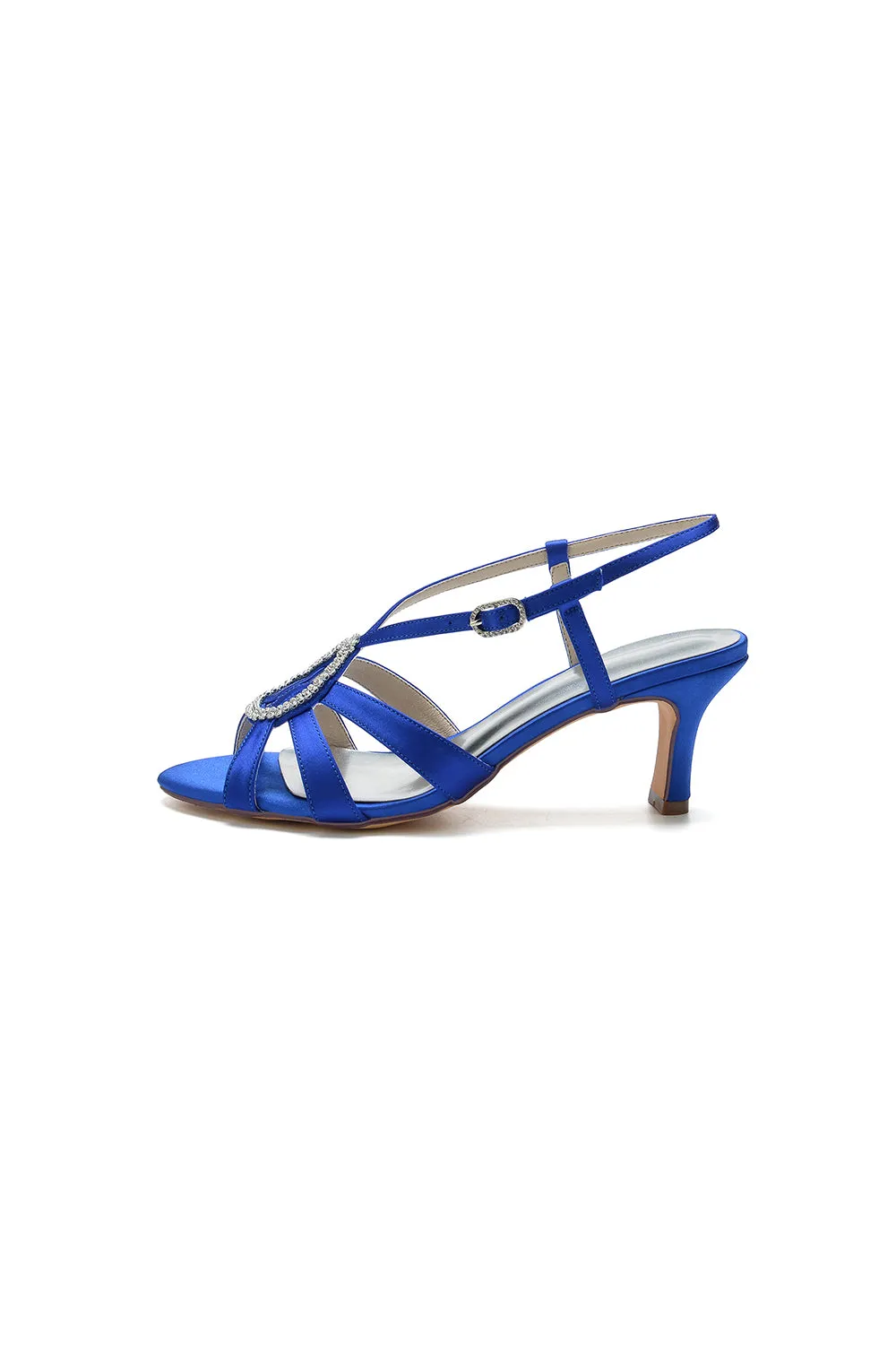 Chic Blue Silk Sandals Featuring Decorative Metal Ring