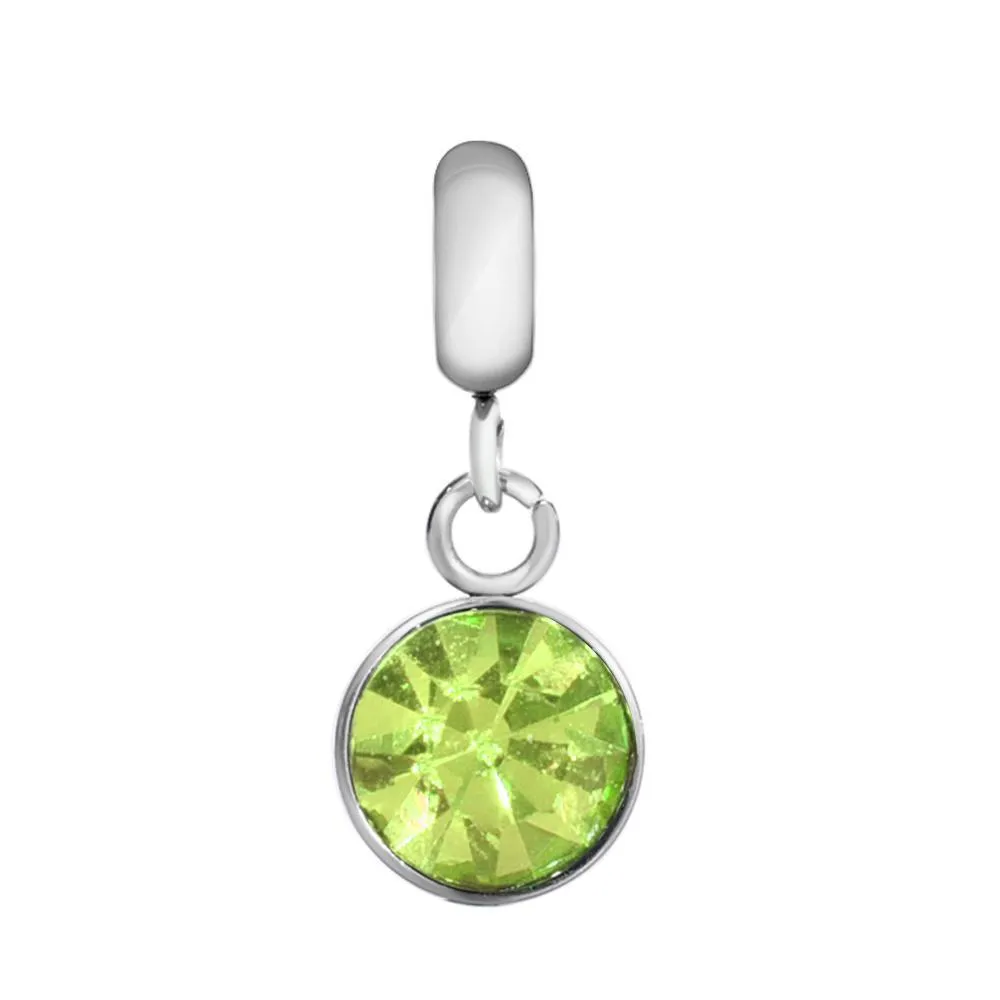 Children's 'August Birthstone' Peridot Coloured Crystal Drop Charm