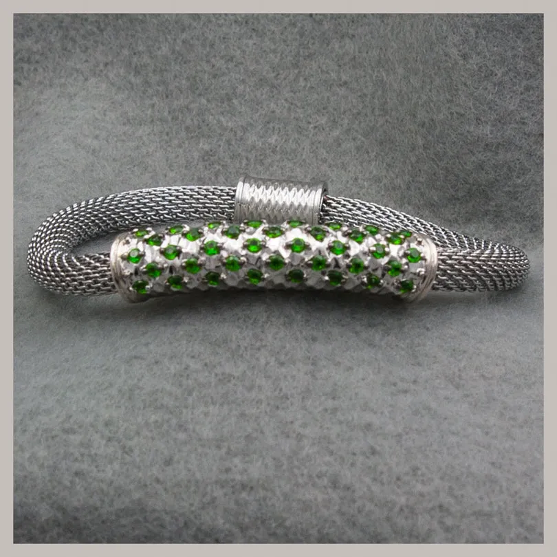 Chrome Diopside 925/Stainless Steel Bracelet