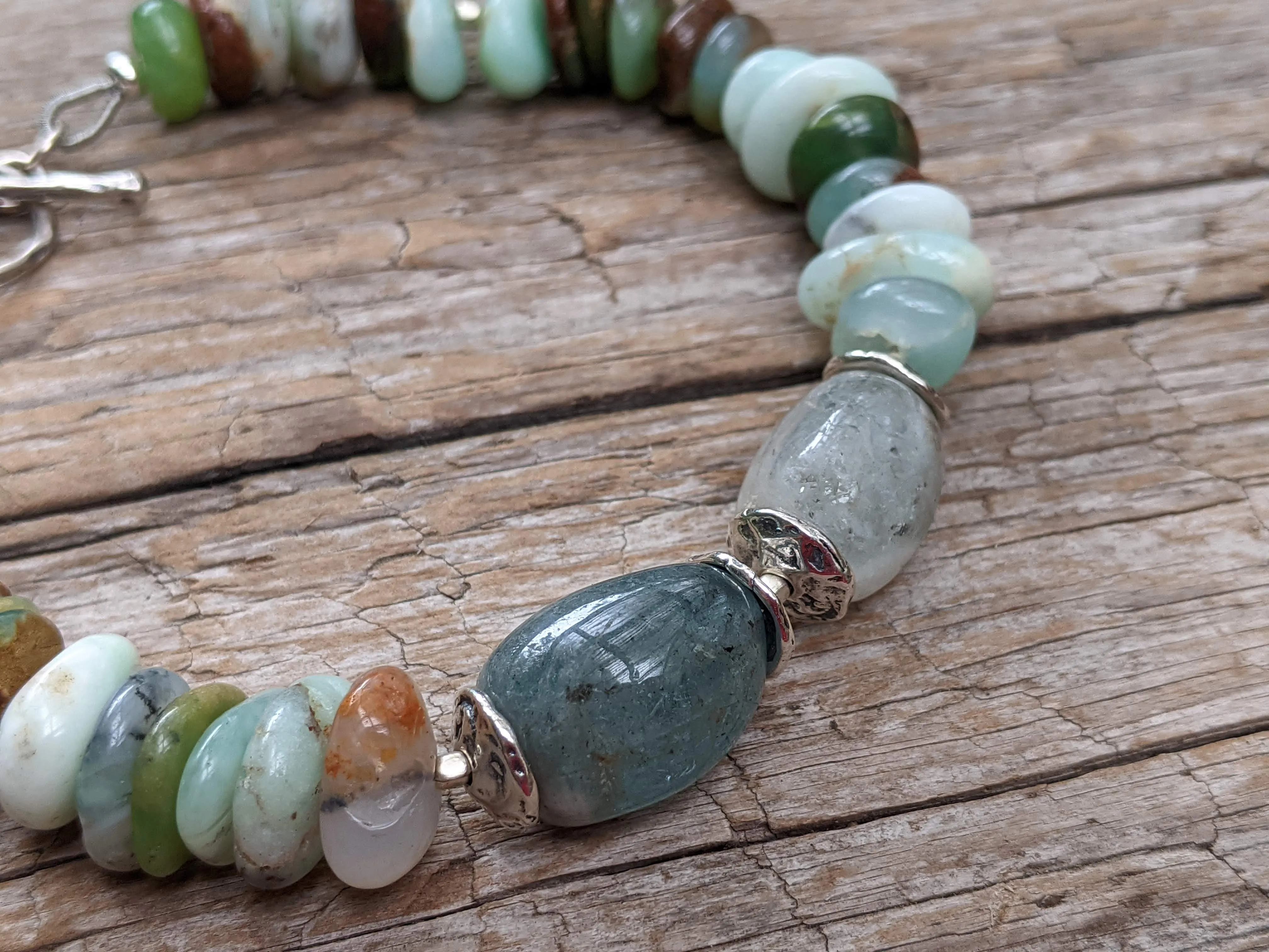 Chrysoprase & Aquamarine Gemstone Bracelet