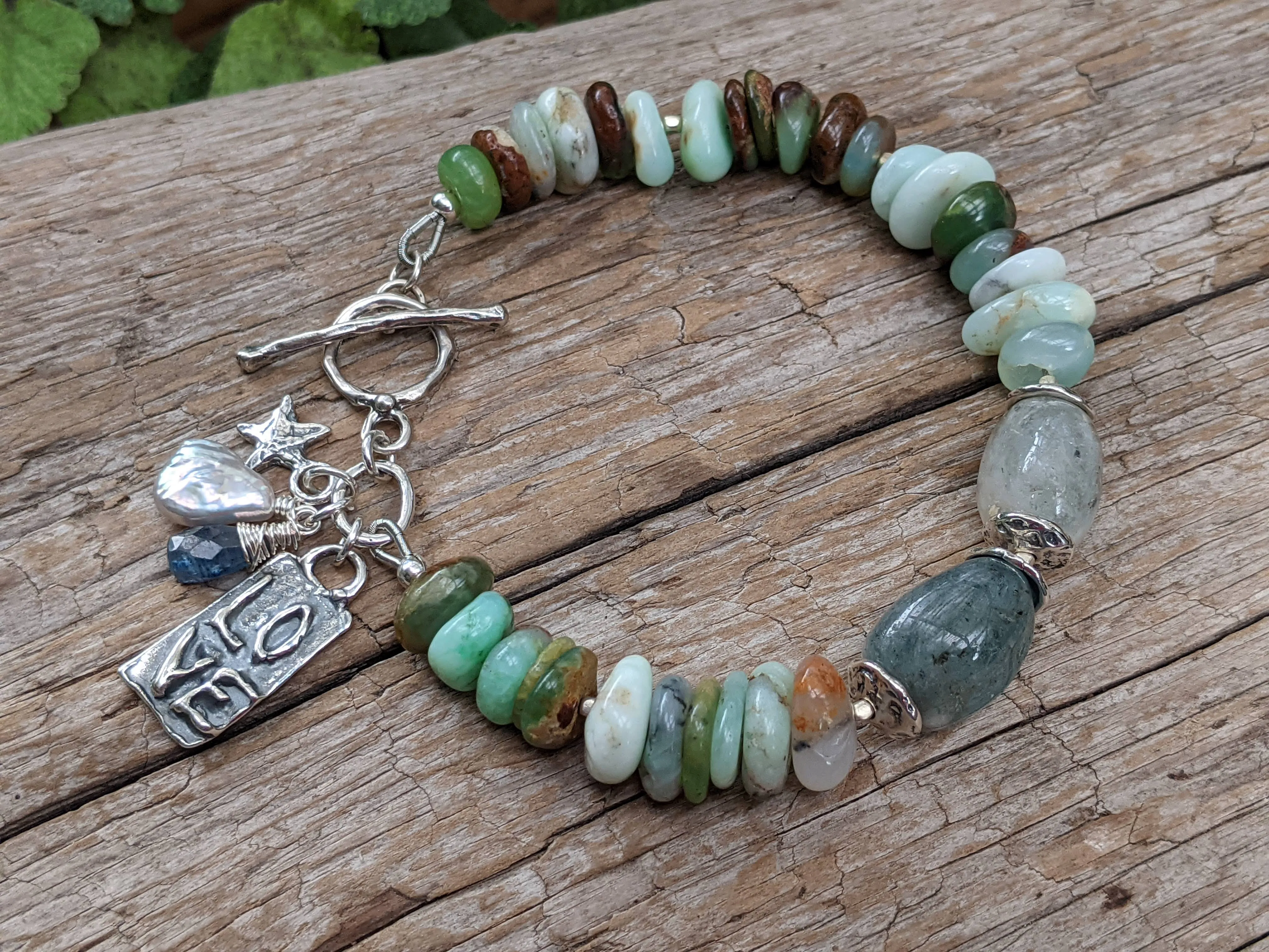 Chrysoprase & Aquamarine Gemstone Bracelet