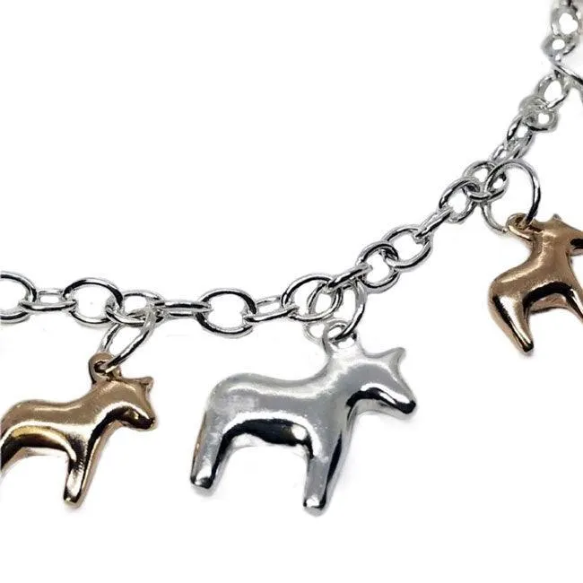 Chunky Pony Charm Bracelet Sterling Silver and Bronze