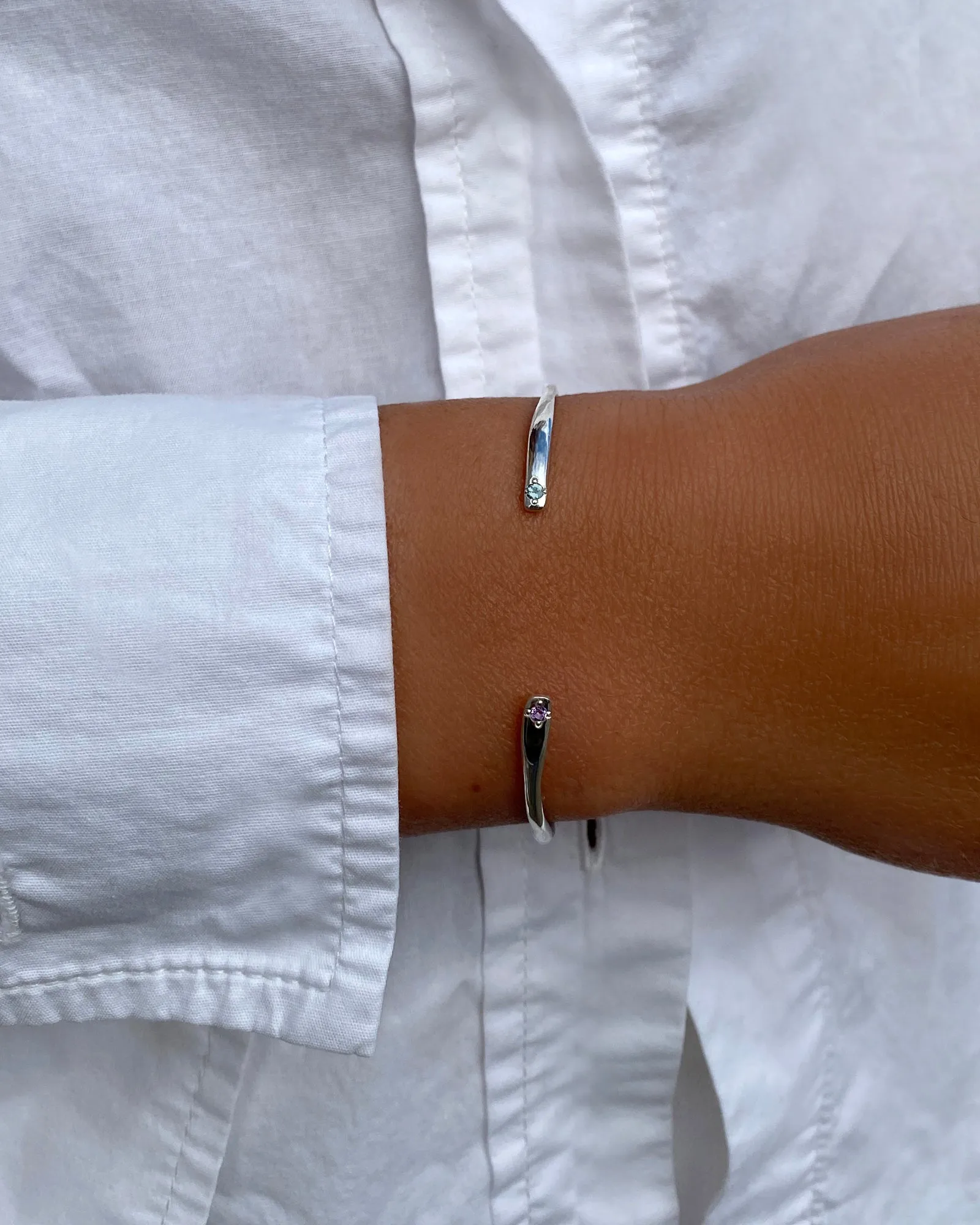 Collective Stone Cuff Bracelet | Silver