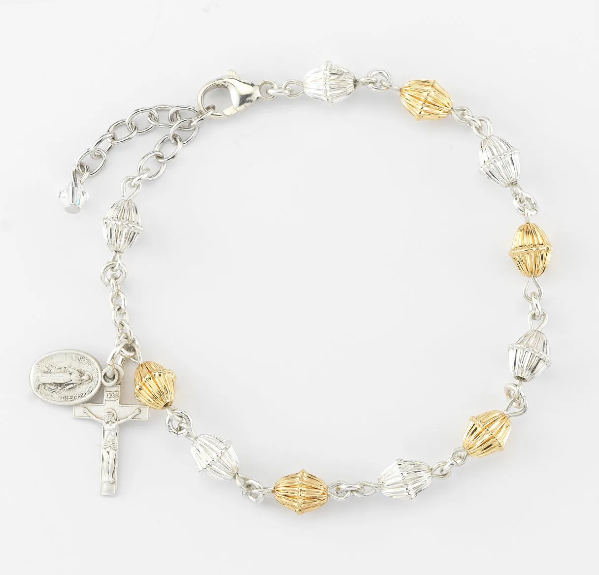 Corrugated Gold Over Sterling Rosary Bracelet - B8570SWG