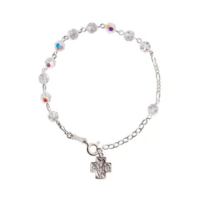 CRYSTAL ROSARY BRACELET - SILVER