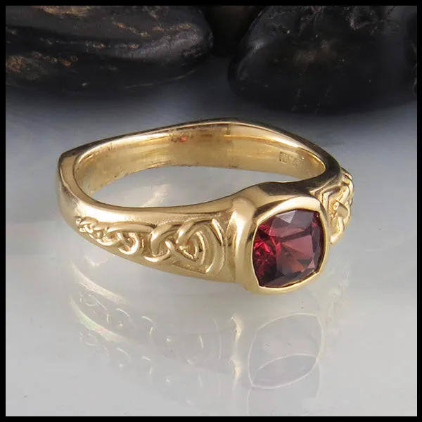 Custom Rhodolite Garnet Ring in Yellow Gold