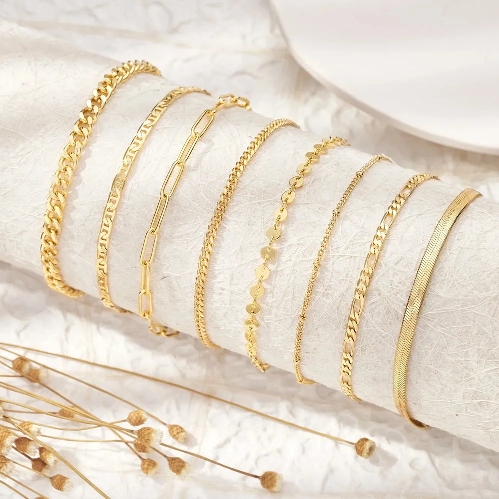 Dainty 14k Gold Adjustable Ankle Bracelets- Stud