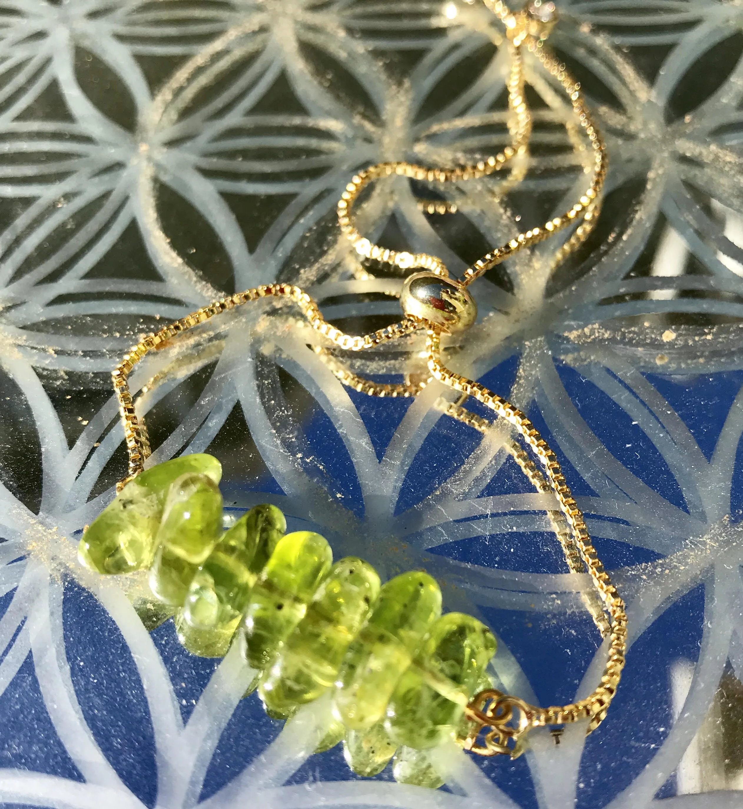 Dainty Bracelet Genuine Peridot Crystals