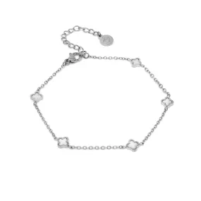 Dainty Clover Chain Bracelet - Silver