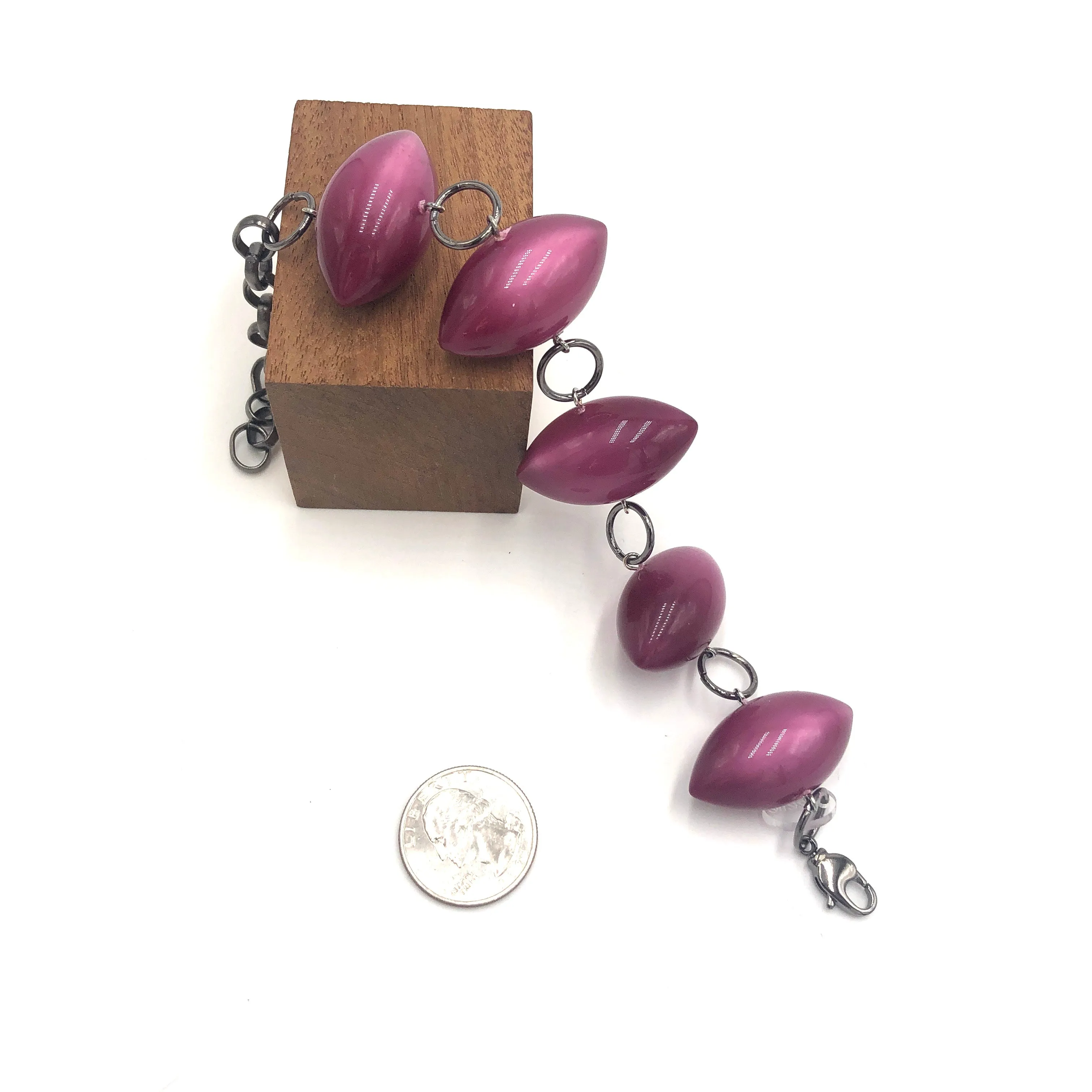 Deep Cranberry Moonglow Pod Stations Bracelet