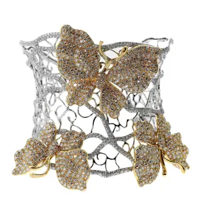 Diamond Butterfly Multitone Gold Bangle