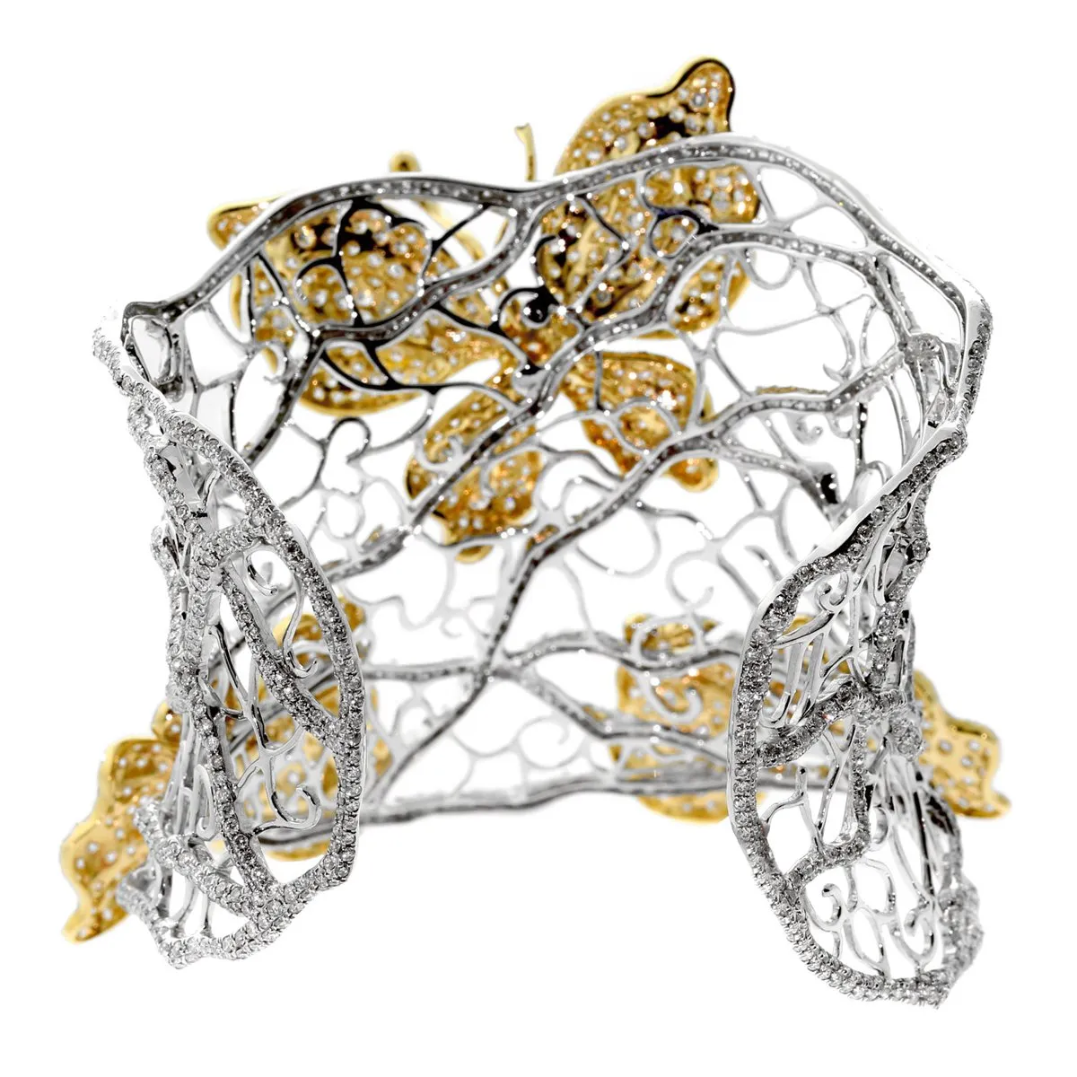 Diamond Butterfly Multitone Gold Bangle