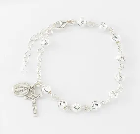 Diamond Cut Sterling Silver Rosary Bracelet 5mm - B8650