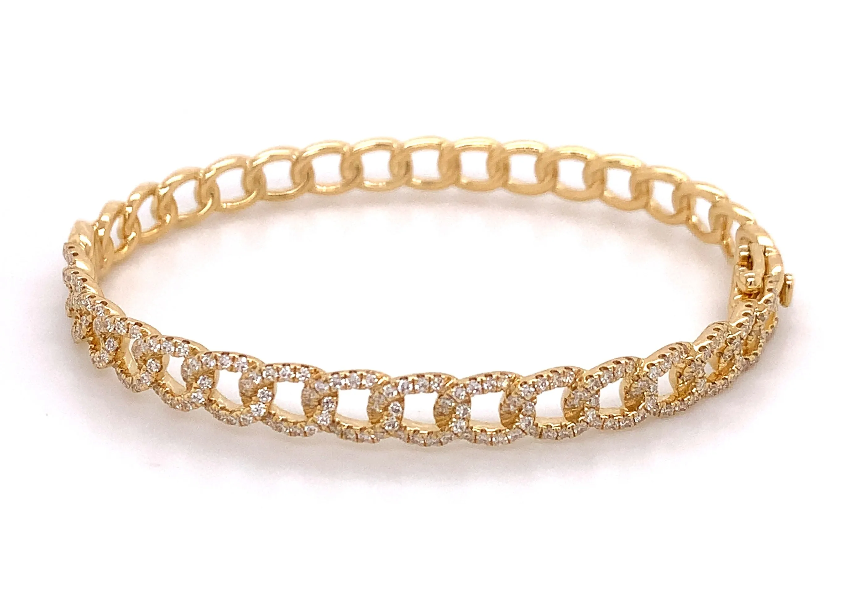 Diamond Link 1.15CT T.W. Gold Bangle Bracelet