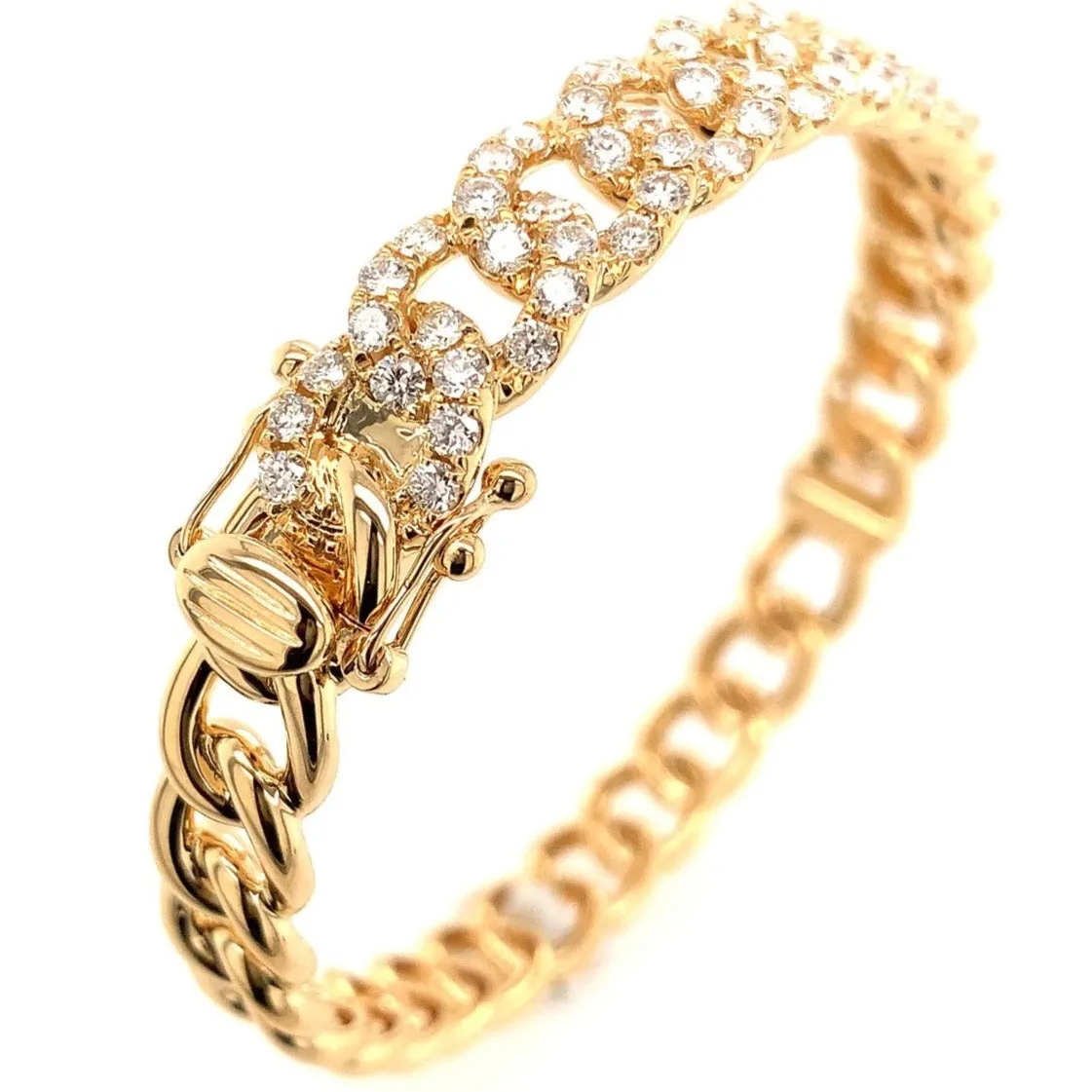 Diamond Link 3.06CT T.W. Gold Bangle Bracelet