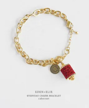 EDEN   ELIE Everyday Gold Charm Bracelet - cabernet red