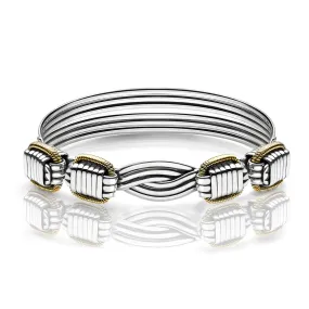 Elephant Hair Bangle Ladies - Gold Binding in Silver