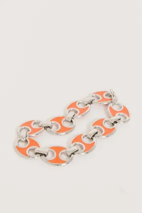 Enamel Link Bracelet Silver/Orange