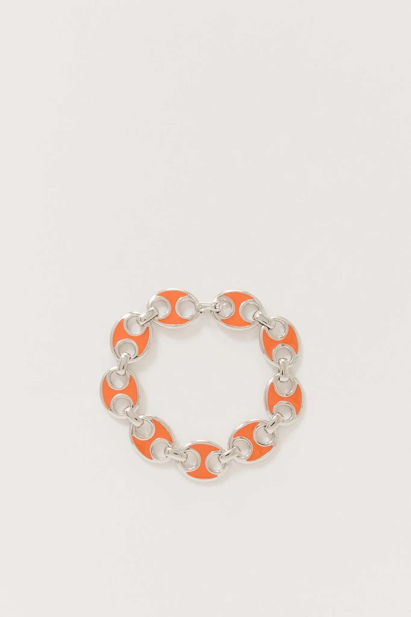 Enamel Link Bracelet Silver/Orange