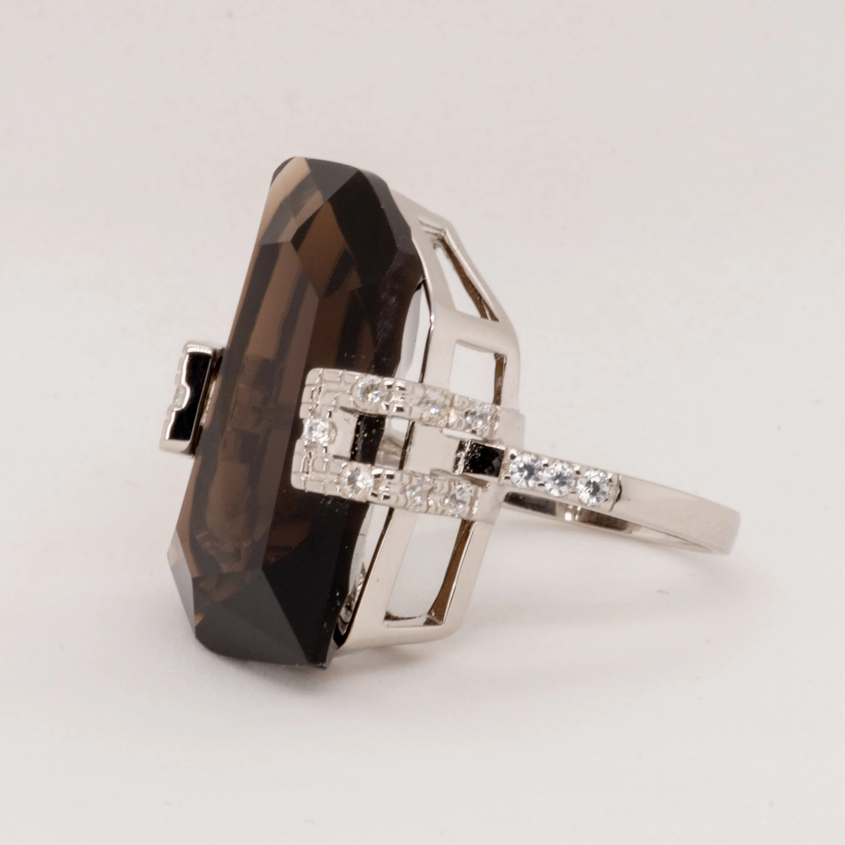 Everest Smokey Quartz Ring in Sterling Silver