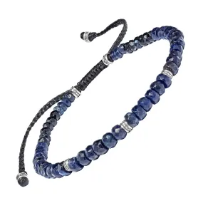 Faceted Blue Sapphires Sterling Pull Bracelet