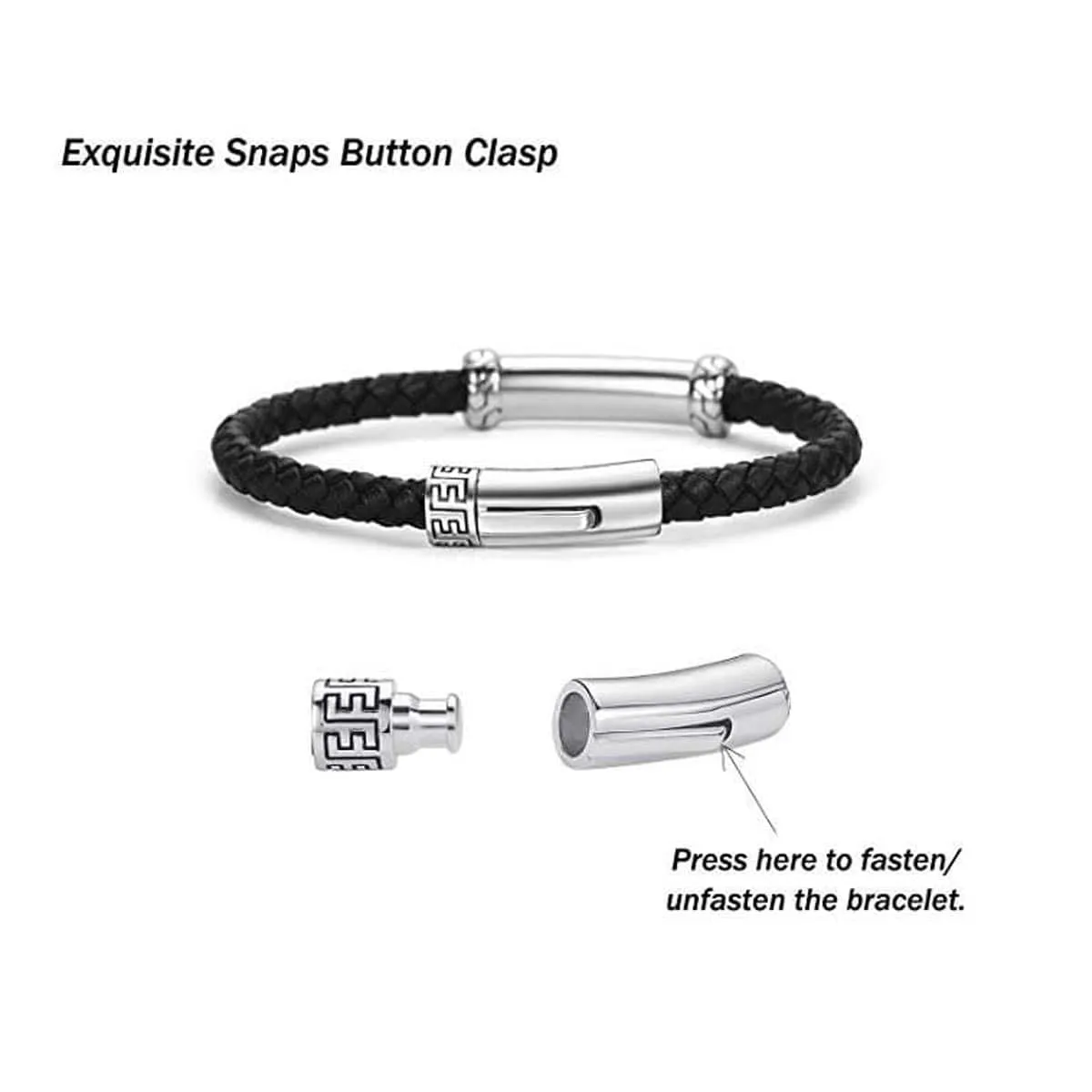 FANCIME FREEDOM Mens Leather Sterling Silver Bracelet