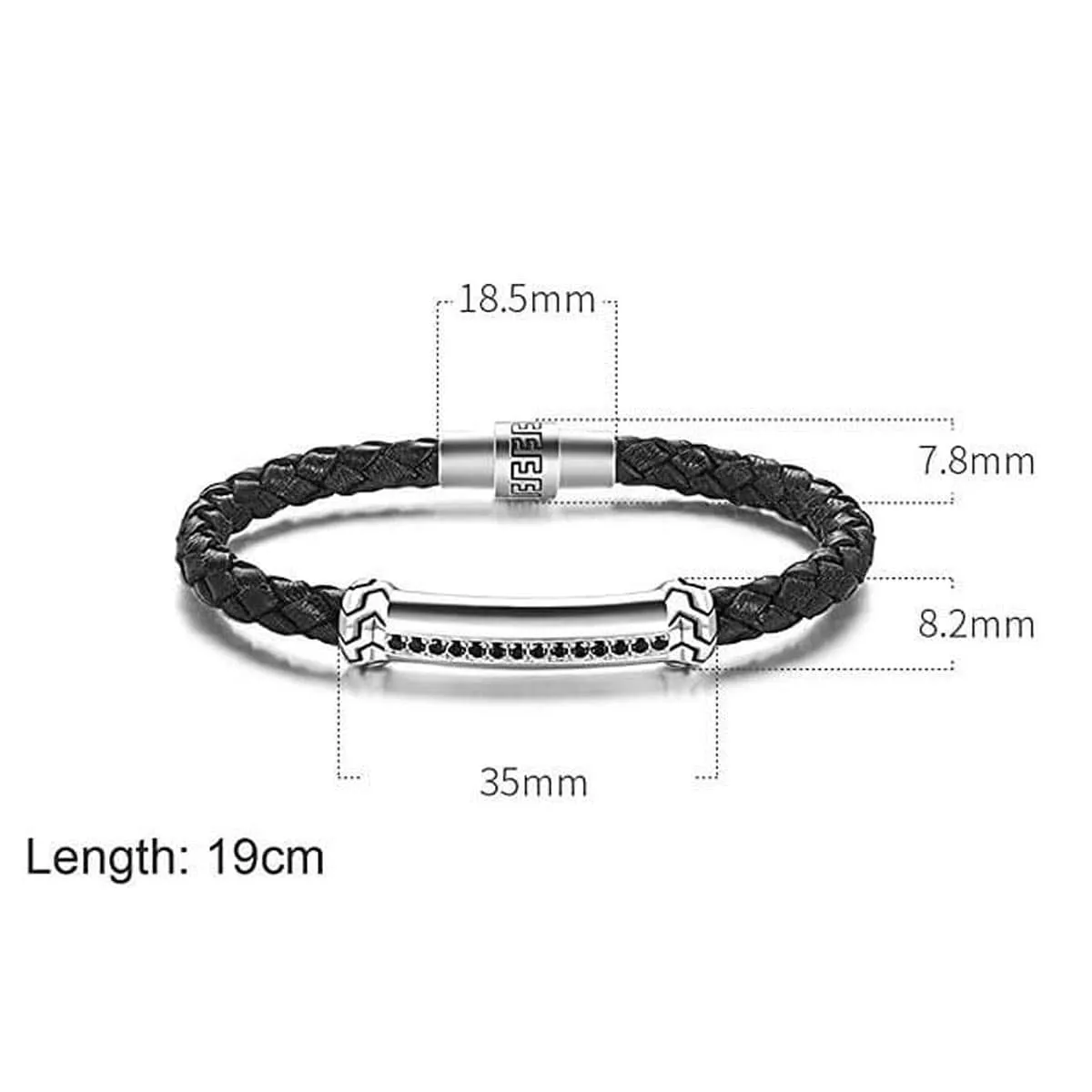 FANCIME FREEDOM Mens Leather Sterling Silver Bracelet