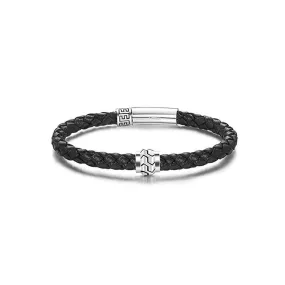 FANCIME PATH Mens Leather Sterling Silver Bracelet