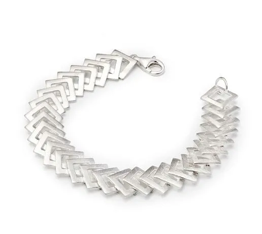 Flexible Diamond Shape Square Silver Bracelet