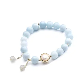 Fortune's Favor Aquamarine and Freshwater Pearl Bracelet by Planderful Collection