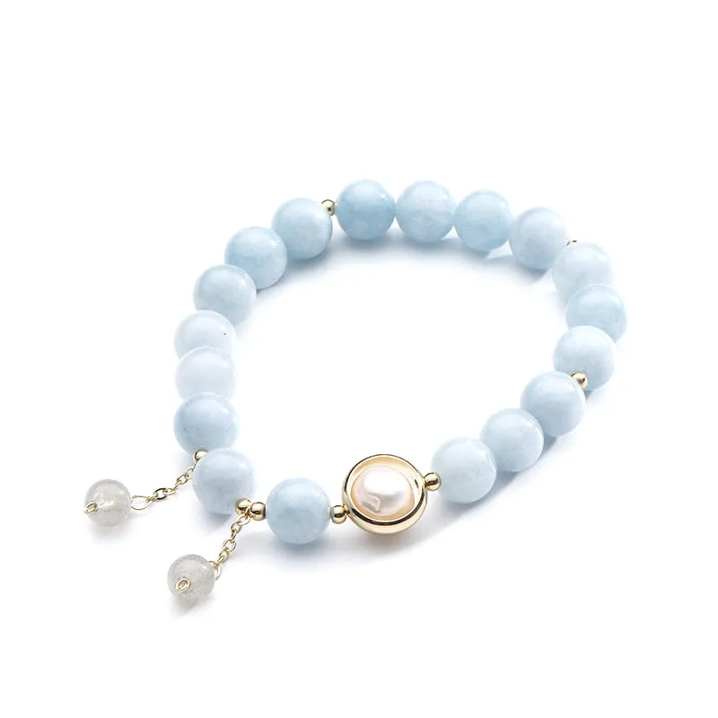 Fortune's Favor Aquamarine and Freshwater Pearl Bracelet by Planderful Collection