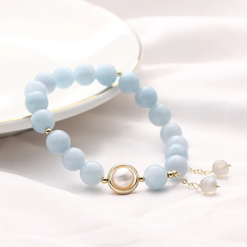 Fortune's Favor Aquamarine and Freshwater Pearl Bracelet by Planderful Collection