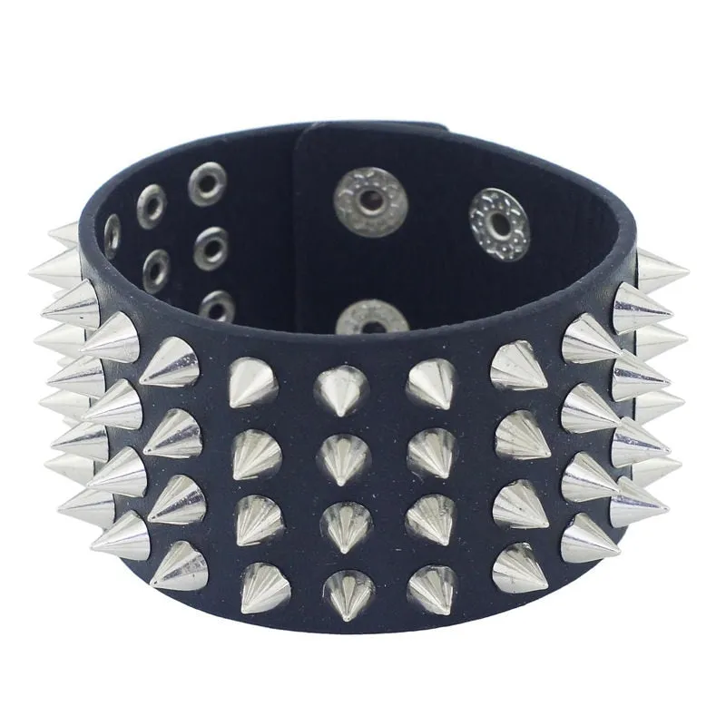 Four Row Stud Leather Bracelet