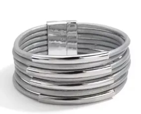 Fresh Accessories - Jingle Silver Heart Leather Wrap Bracelet