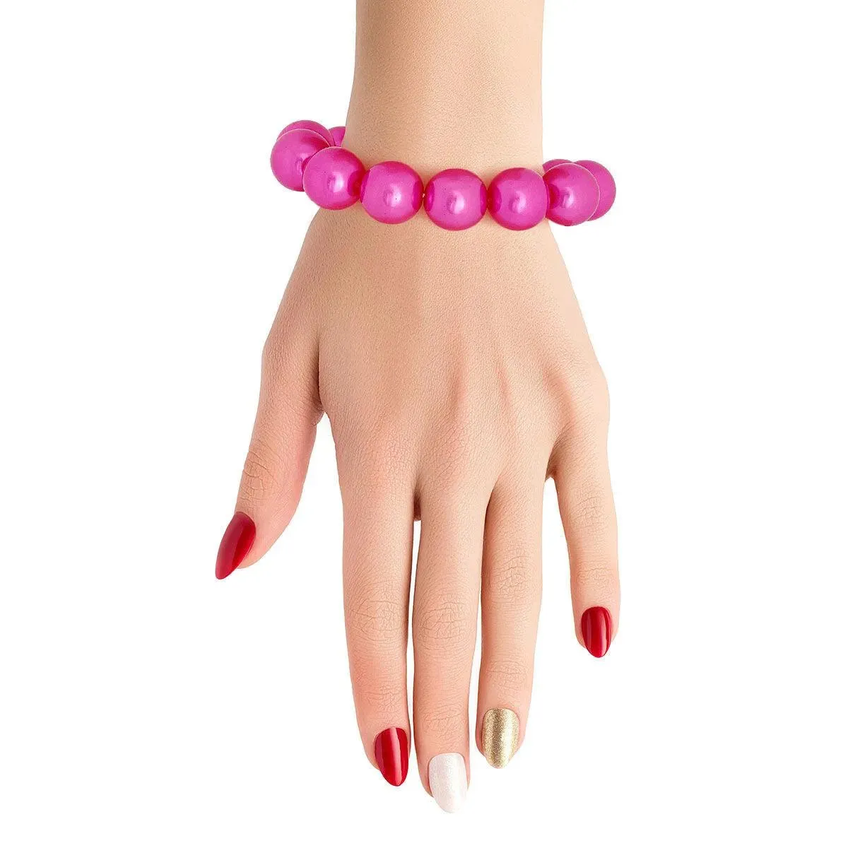 Fuchsia Acrylic Pearl Beaded Bracelet