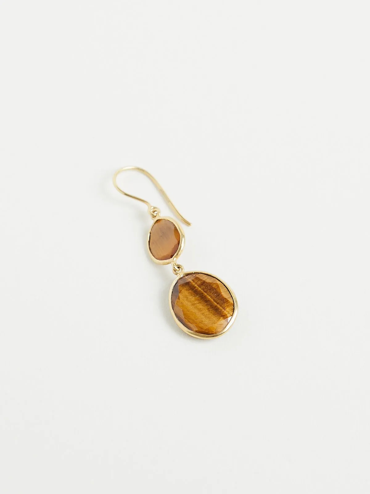 Galaxy Double Drop Earrings in 18k Yellow Gold with Tiger's Eye