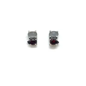 Garnet and Moonstone Stud Earrings