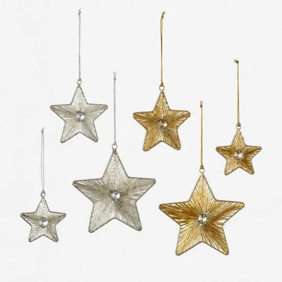 Glistening Beaded Star Ornaments