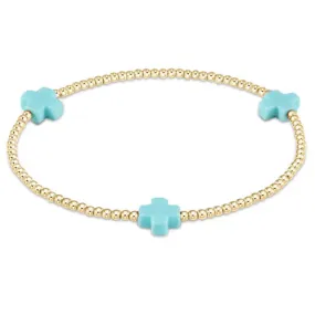 Gold Cross Bracelet - Turqoise