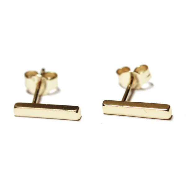 Gold-Dipped Mini Bar Earrings