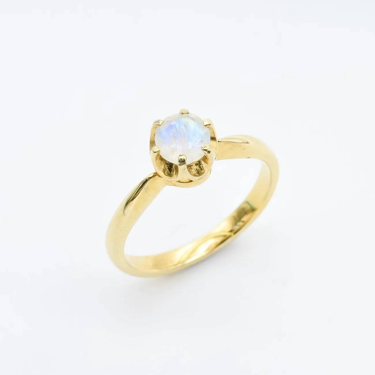 Gold Moonstone Ring - Natural Rainbow Moonstone, June Birthstone Ring