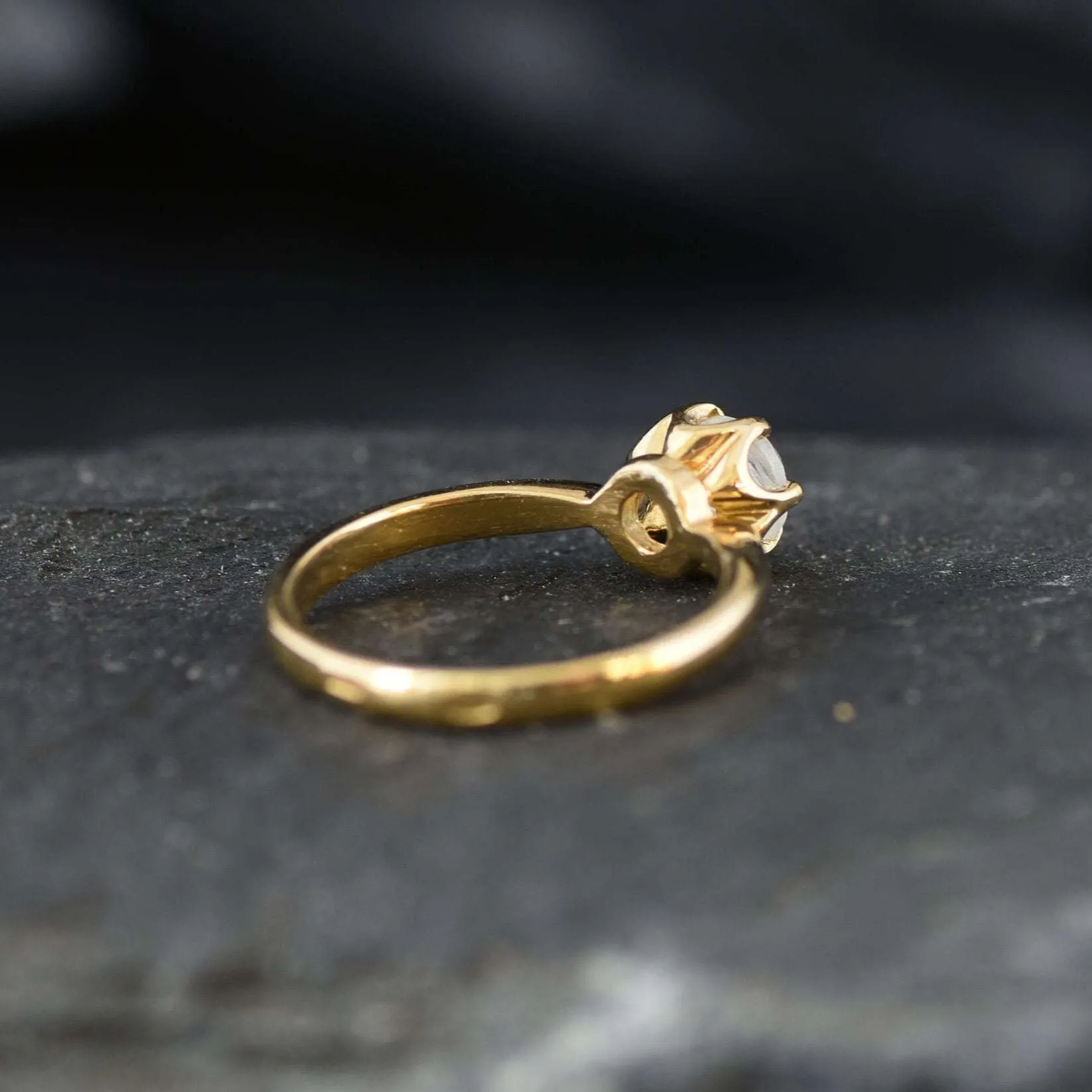 Gold Moonstone Ring - Natural Rainbow Moonstone, June Birthstone Ring