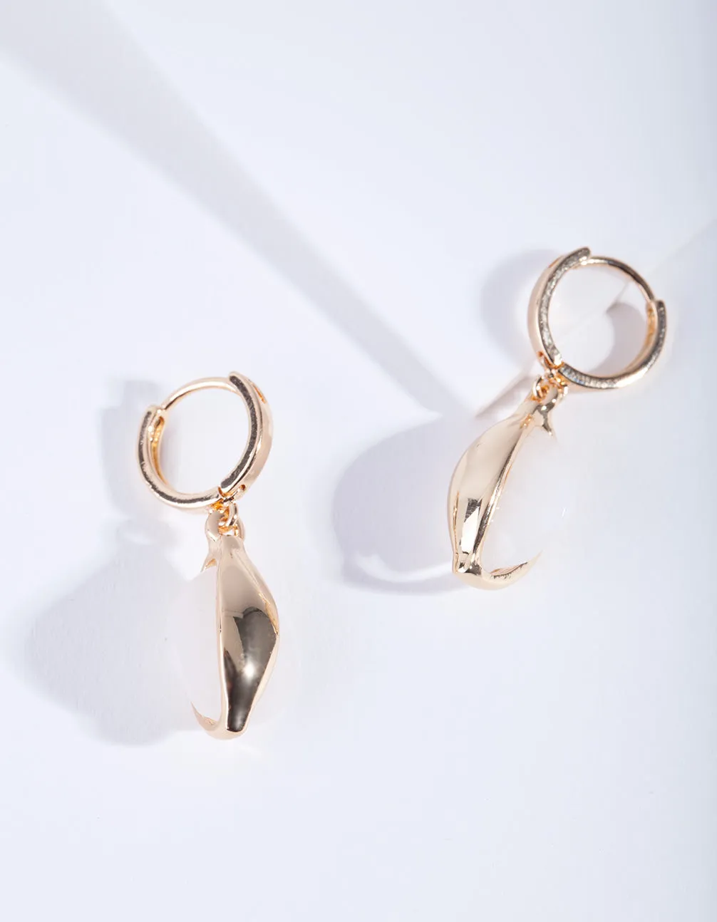 Gold Plated Moonstone Huggie Earrings